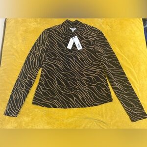 BB Dakota Steve Madden Anthropologie Black and Gold sheer top! Size medium!